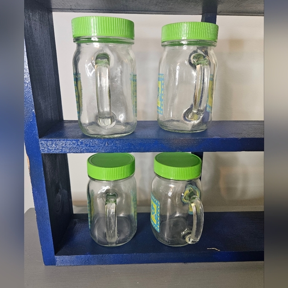 Vtg Anchor Hocking Glass Mason Jar Mugs with Green Lids (Set of 4) 16 oz - Picture 4 of 6